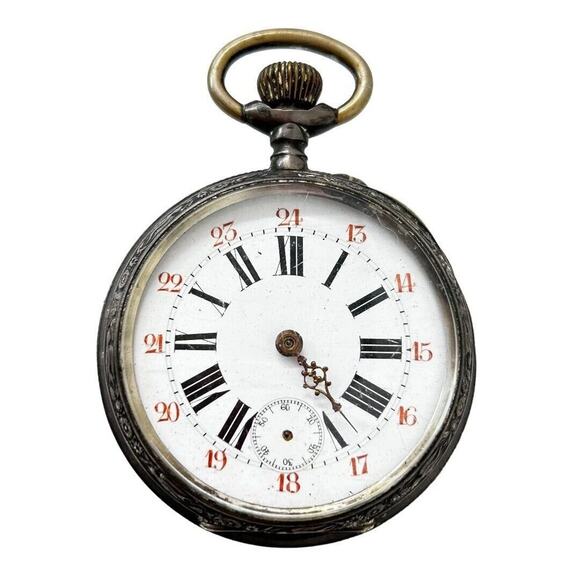 Ancre Ligne Droite Silver Pocket Watch Precision Straight Line Lever Engraved 2" - Picture 2 of 14